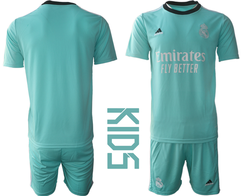 Youth 2021-2022 Club Real Madrid Second away blue blank Soccer Jersey->youth soccer jersey->Youth Jersey